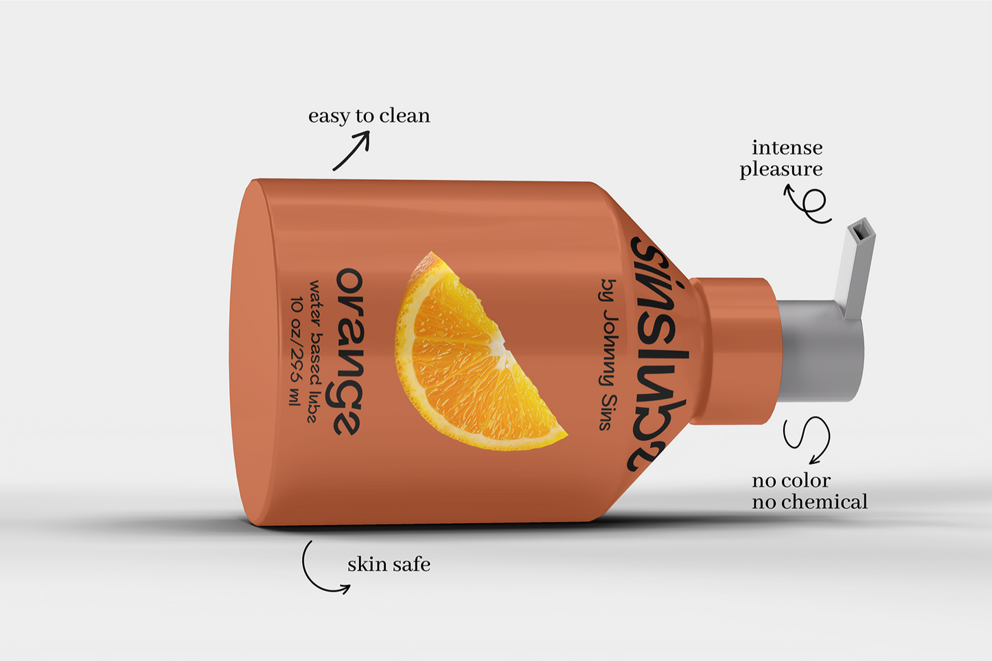 Orange flavored masturbation lube bottle by Johnny Sins
